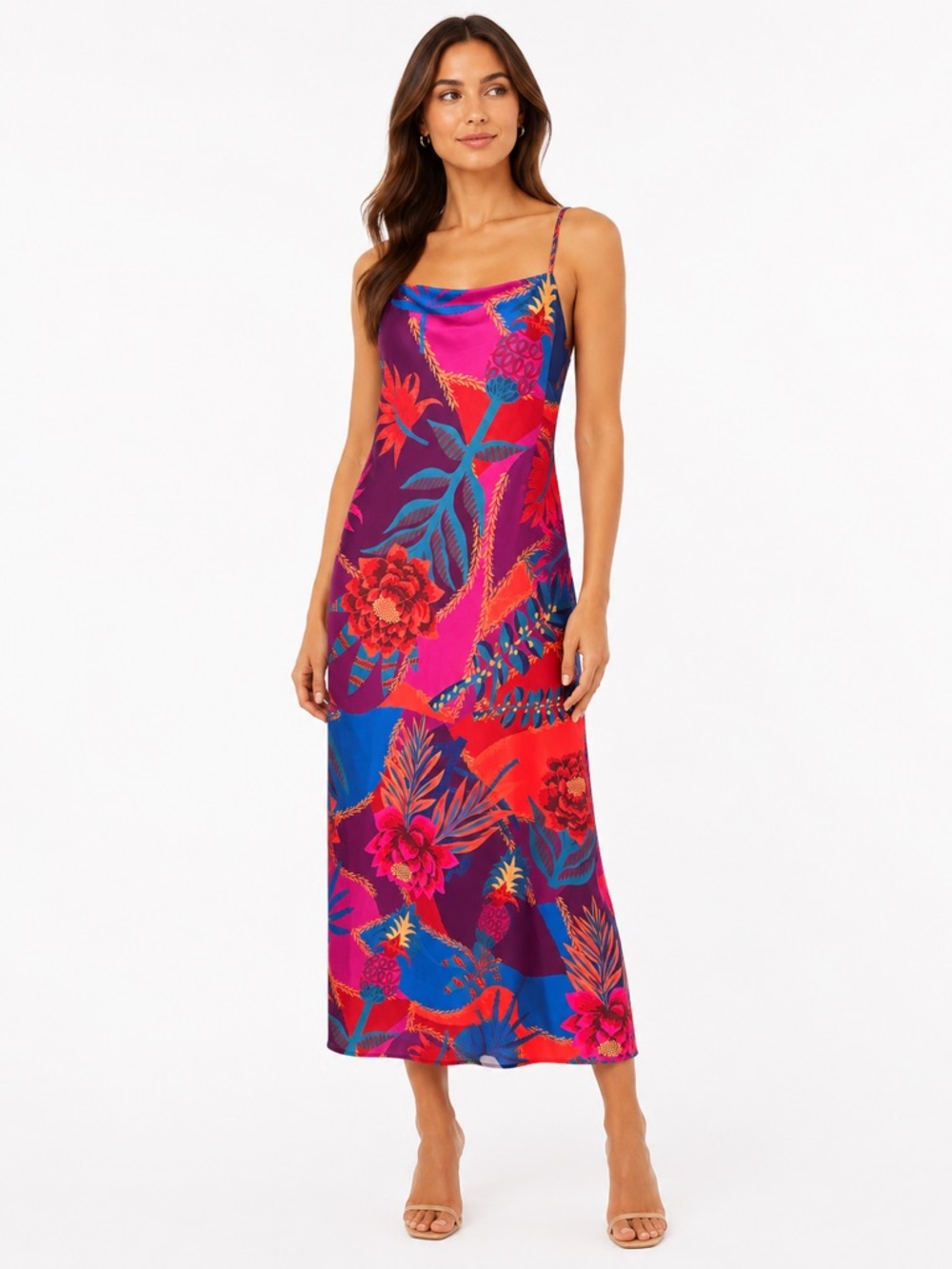 Joie Satin Vibrant Floral  Dress